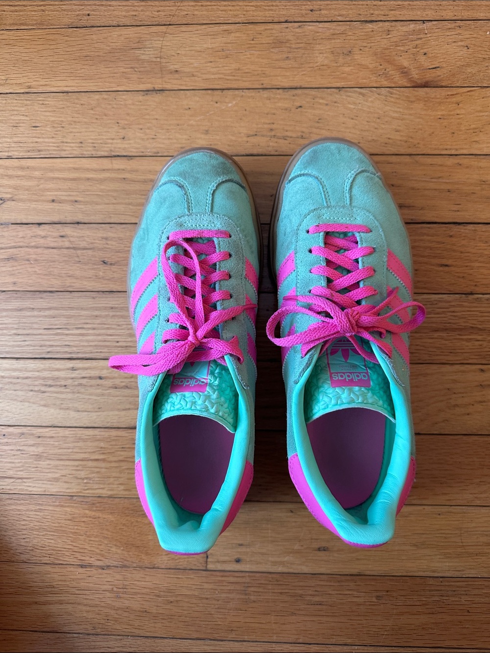 adidas Women’s Mint Green and Hot Pink Low-Top Sneakers